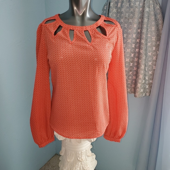 Anthropologie Tops - Anthropology Birdcage orange/salmon blouse/top D63